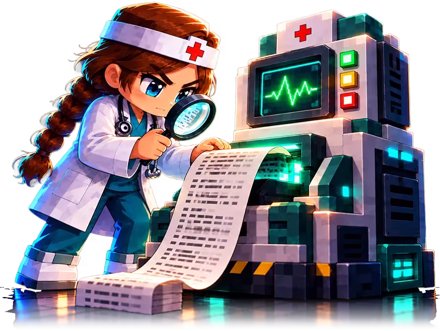 McDoctor prüft das Serverprotokoll mit der Lupe